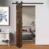 Patented Product S Style 36in x 84in (18in x 84in x 2Panels) Dark Walnut Finished Solid Wood Bi-Fold Sliding Barn Door with Hardware Kit-Assembly Needed ISLIFE