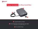 Hornady Portable Lock Box for Guns and Valuables - Includes 2 Keys and 4 Foot Steel Cable - Thick 16 Gauge Steel - An Ideal Portable Car Lock Box or Truck Safe - Large, Black, 9.5 x 6.5 x 1.75 Inches Hornady