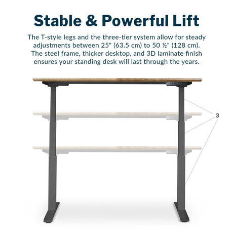 Vari Electric Standing Desk - 60x30 Varidesk, Adjustable Height Stand Up Desk - Dual Motor with Memory Presets, Stable T-Style Legs- Home Office Essentials Computer Desk - Reclaimed Wood Vari