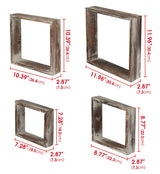 J JACKCUBE DESIGN Wall Decor Floating Hanging Square Shelves Wall Mounted Rustic Wood Cube Display Shelf Shadow Boxes Decorative Boho Home Décor for Living Room, Bedroom, Office, Set of 4 - MK571A J JACKCUBE DESIGN