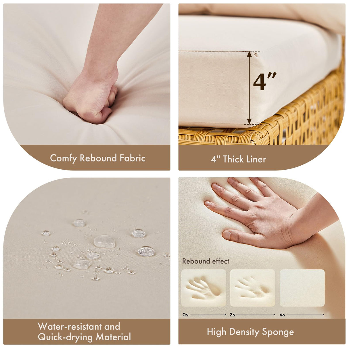 VINGLI 7 Piece Outdoor Patio Furniture Sets, Outdoor Sectional Furniture PE Rattan Wicker Sofa Set, All Weather Patio Conversation Set with Cushion for Backyard, Porch VINGLI