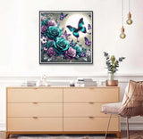 Axquilon Butterfly Diamond Art Kits for Adults - Rose Diamond Painting Kits for Adults Beginner, DIY 5D Full Drill Gem Art for Home Wall Decor 14x14 inch Axquilon