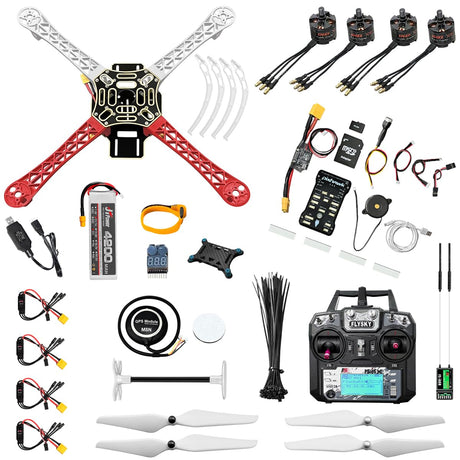 HAWK'S WORK F450 Drone Kit to build, DIY Quadcopter Set, Frame + Pixhawk + GPS + Power Module + ESC + Brushless Motor + Prop + Battery + RC Transmitter & Receiver + Accessory + Guild Book & Video (A) HAWK'S WORK