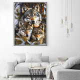 Zariocy 5D Diamond Art Kits for Adults Wolves, DIY Diamond Painting Art Winter Animals Round Full Drill Crystal Diamond Embroidery Paintings Arts Craft for Home Office Wall Decor 12x16 inch Zariocy