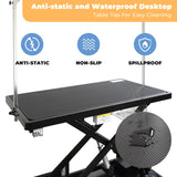 UDSONFY Electric Pet Dog Grooming Table, 50" Heavy Duty Grooming Table Professional X-Lift for Large Dogs Adjustable Height: 11.3"-40" Non-slip, AC Outlets, Storage Tray, 2 Nooses, Black UDSONFY