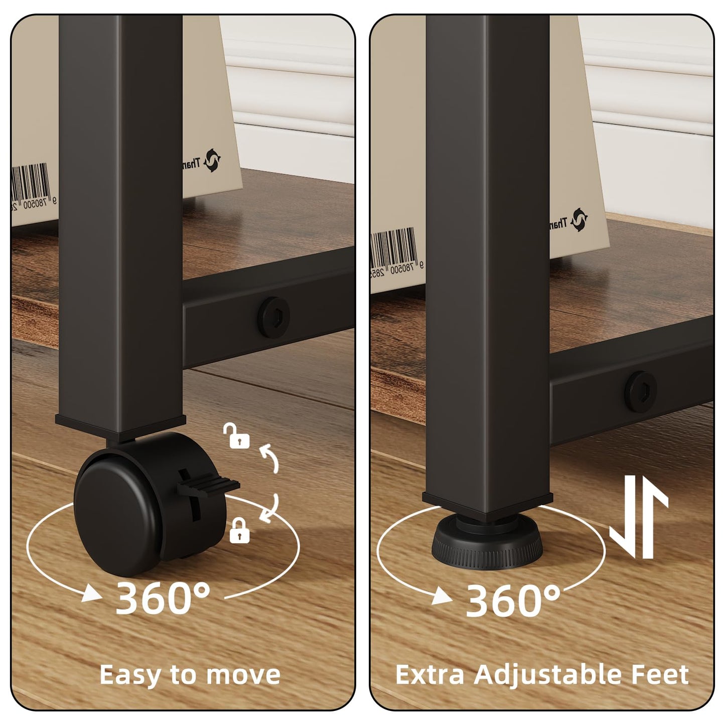 YAOHUOO 22"x15" Large Printer Stand with Storage Drawer, 2-Tier Under Desk Printer Table for Home Office, Printer Cart fit Fax Machine/3D Printer/Scanner(Brown)