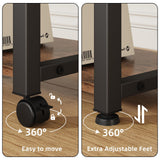 YAOHUOO 22"x15" Large Printer Stand with Storage Drawer, 2-Tier Under Desk Printer Table for Home Office, Printer Cart fit Fax Machine/3D Printer/Scanner(Brown) YAOHUOO