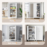 Yizosh Metal Storage Cabinet with 2 Doors and 4 Adjustable Shelves,- 72" White Kitchen Pantry Storage Cabinet for Kitchen,Living Room,Dining Room Yizosh