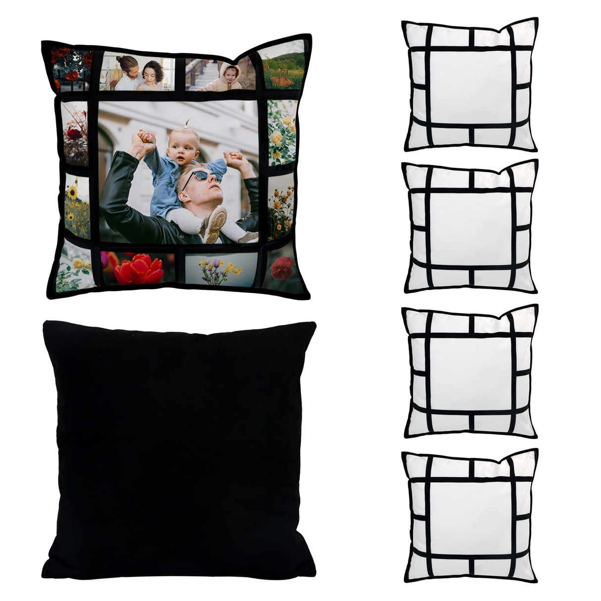MAIKESUB 4 Pcs Sublimation Blank Lattice Pillow Cases Cushion Cover Throw Pillow Covers for Sublimation Printing15.7 x 15.7 Inch with Invisible Zippers DIY No Pillow Insert13 Panel MAIKESUB