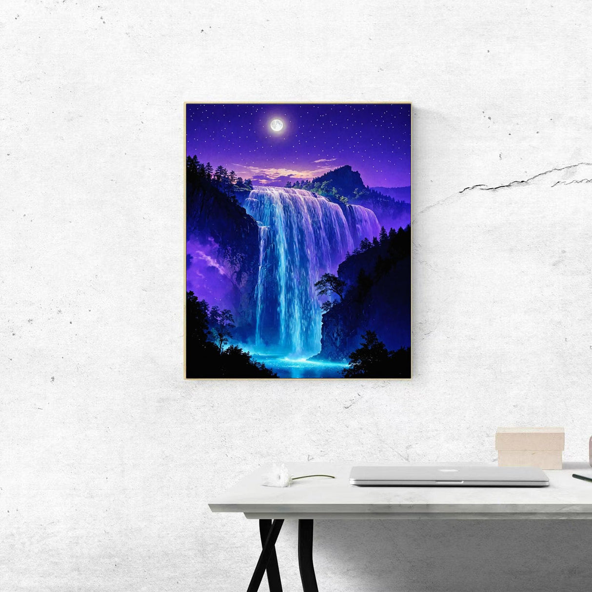 ldazao Paint by Numbers Kit for Adults, Starry Waterfall Paint by Number Kits for Beginner Acrylic On Canvas Forest Oil Painting Kit Adults' Paint-by-Number Kits for Gift Home Wall Decor 16x20 Inch ldazao
