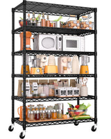 PrimeZone 6 Tier Wire Shelving with Wheels 79''H 1500lbs Storage Shelves NSF Certified Heavy Duty Steel Metal Shelf Adjustable Rolling Rack Kitchen Garage Closet Pantry Laundry 79''HX36''WX16''D PrimeZone