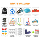 hooroor Ninja Warrior Obstacle Course for Kids and Adults - 66FT Slackline with Tree Climbing Rock Holds, Swing Seat, Monkey Bars, Ring Wheel, Rope Ladder - Outdoor Training Playset hooroor