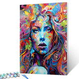 Graffiti Women Portrait Paint by Numbers Kits 16x20 inch Canvas DIY Oil Painting for Kids, Students, Adults Beginner with Brushes and Acrylic Pigment Blue Face Abstract Colorful Woman(without Frame) Tucocoo