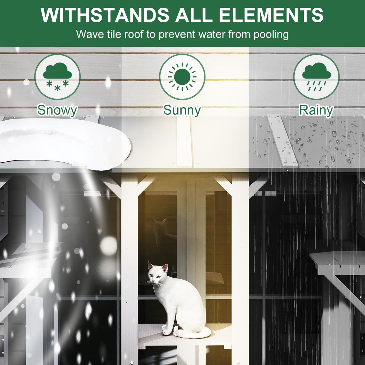 ketive Cat Catio, Expandable Window Box Enclosure for Multiple Indoor Cats, Comfortable Wooden Small Pet Perch House, All-Weather Use, Keep Bugs Insects Out, with 4 Platforms and 3 Doors ketive