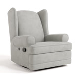 Storkcraft Serenity Upholstered Swivel Glider with USB Charging Port (Steel) – Fully Upholstered Wingback Nursery Glider Recliner with Manual Recline Function, 2 USB Charging Ports, 360 Swivel Base Storkcraft