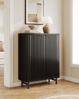 LITTLE TREE 6-Tier Shoe Cabinet with Doors for Up to 24 Pairs, Large Wooden Shoe Storage Cabinet with Adjustable Shelves, Black Freestanding Shoe Organizer Cabinet for Entryway, Hallway LITTLE TREE