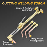 TOOLIOM Oxygen & Acetylene Torch Kit, Gas Cutting Welding Torch Set Welder Tools with Regulator Gauges Nozzles Hose TOOLIOM