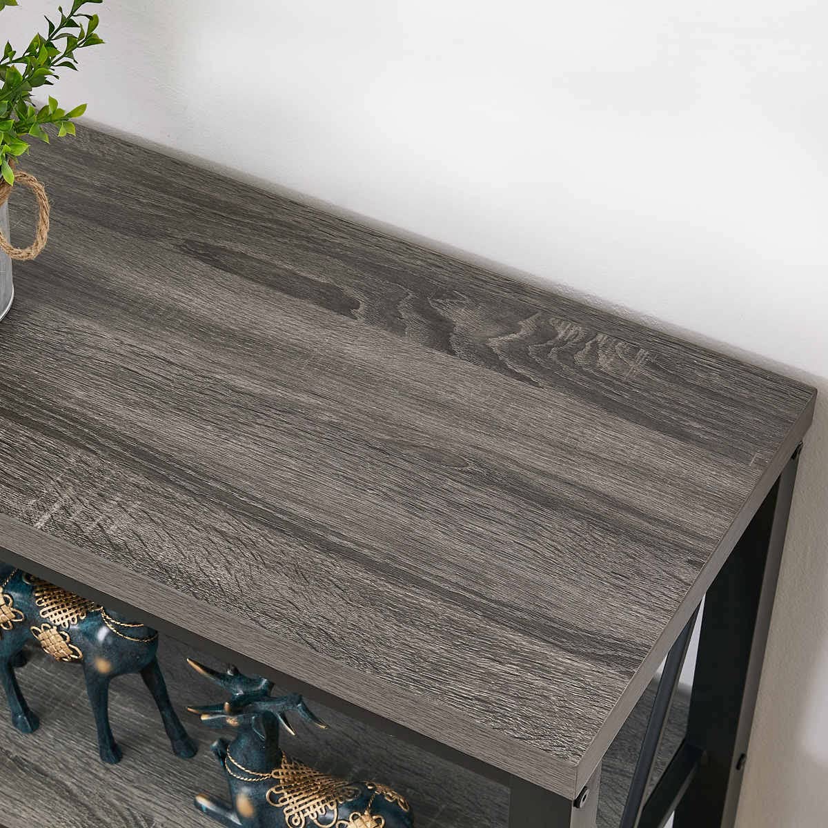 BON AUGURE Rustic Sofa Table Behind Couch, Industrial Console Tables for Entryway, 3 Tier Wood Shelves Entry Table with Storage for Foyer, Hallway, Front Door (47 Inch, Dark Grey Oak) BON AUGURE