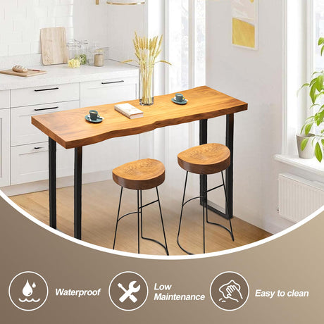 Narrow Counter Height Bar Table with Metal Legs - Modern Industrial Bistro Console Table ZanyCajole