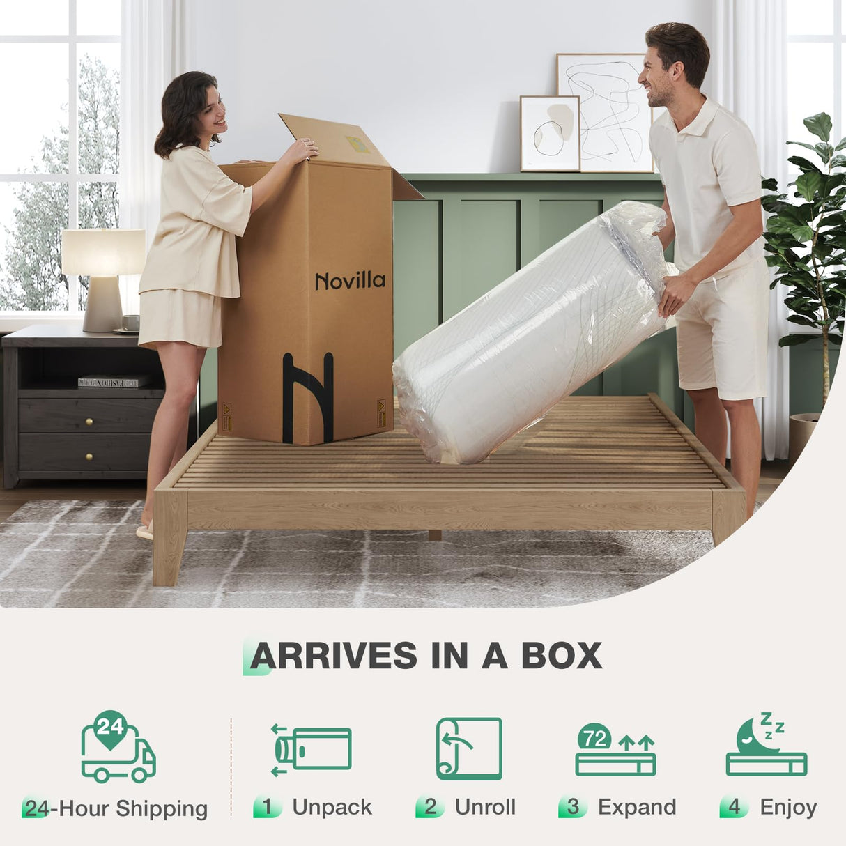 Novilla Twin Mattress, 12 Inch Gel Memory Foam Mattress Twin in a Box, Breathable Soft Cover for Cool, Peaceful Sleep, Medium Firm Feel with Contour Support & Motion Isolation Novilla