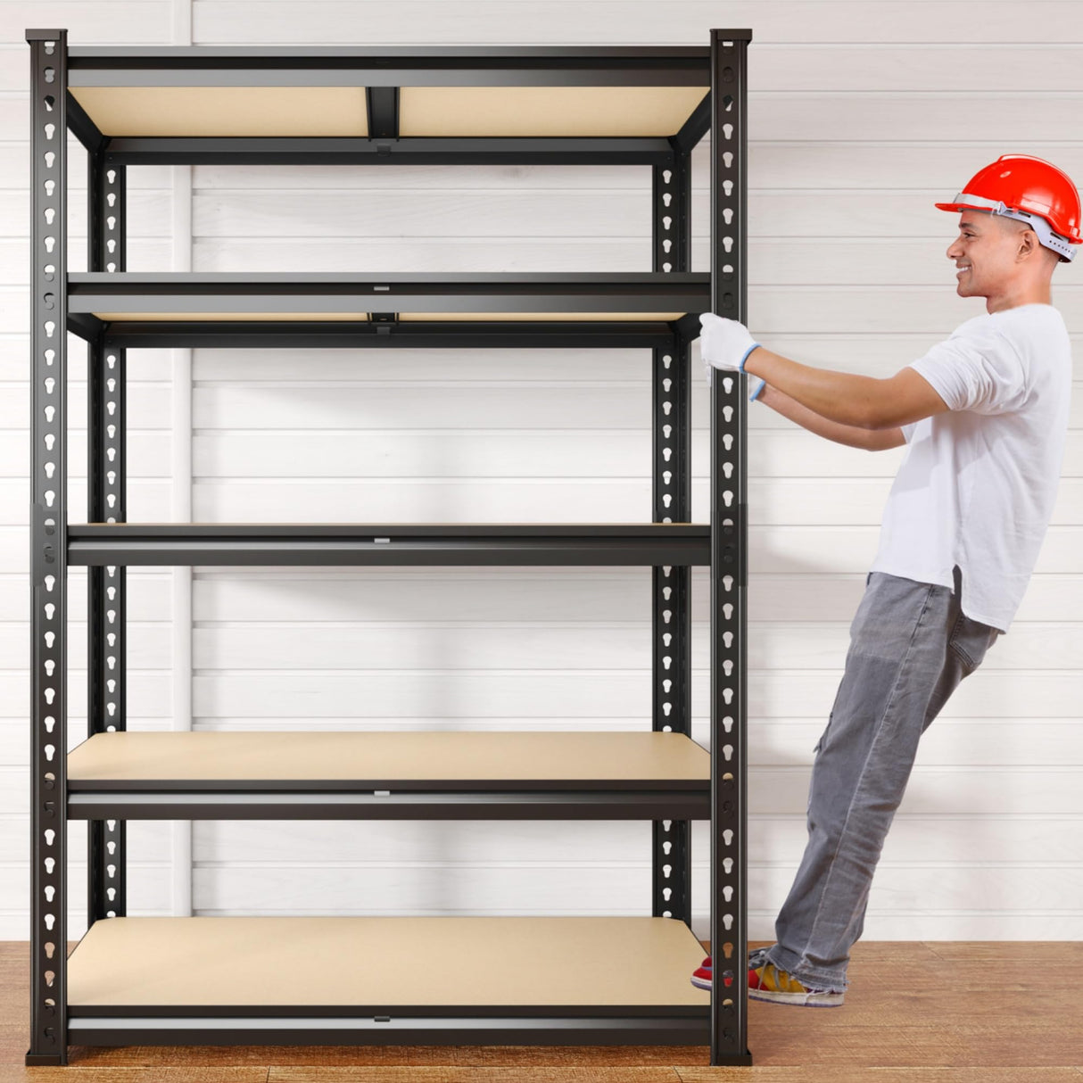 REIBII 2020LBS Storage Shelves 5 Tier Garage Shelving Heavy Duty Adjustable Garage Shelves, Utility Rack Shelf, Shelving Units for Storage Warehouse Pantry Closet, 35.5" W x 11.9" D x 72" H, Black REIBII