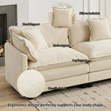 76.7" Oversized Beige Loveseat Sofa, Ivory Off-White 2 Seater Large Sectional Couches for Living Room, Chenille Fabric Modular Sectional Sofa with 1 Ottoman, Modern Sofas Set, Love Seat Couches ODUSE-DAILY