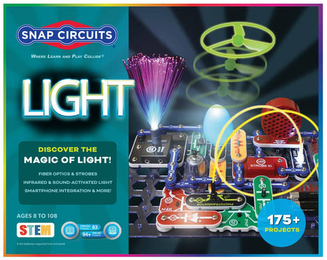 Snap Circuits Light Electronics Exploration Kit | Over 175 Exciting STEM Projects | Full Color Project Manual | 55+ Snap Circuits Parts | STEM Educational Toys for Kids 8+ Snap Circuits