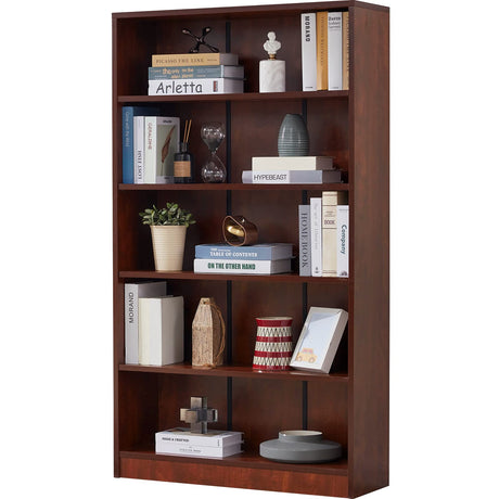 Farini Cherry Bookshelf 5 Shelf Office Bookcase 60 Inches Tall Modern Wood Bookshelf for Living Room Office Farini