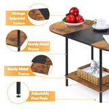 Coffee Tables for Living Room,2-Tier Small Coffee Table Farmhouse Oval Center Table with Storage Shelf and Wood Tabletop,for Small Space,Home Office,Black & Brown Shinoske
