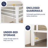 Allewie Metal Bunk Bed Twin Over Full Size for Junior & Adults with Ladder and Heavy Duty Guardrail, Small Space Saving Design for Bedroom Kid Room and Dorm, White Allewie