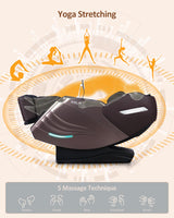 RELX 2025 Massage Chair Full Body, 15 Modes Zero Gravity SL-Track Shiatsu Massage Chair Built-in Heat System, Airbag Massage with Body Scan, Deep Yoga Stretch, Calfrest Extension and AI Control(Brown) RELX