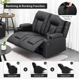 COMHOMA Leather Recliner Modern Loveseat Sofa, 2 Leather Recliner Chairs,Modern Small Sofa Couch,2 Seater PU Loveseat,Couches for Living Room with Drink Holders Living Room Chair Loveseat Sofa COMHOMA