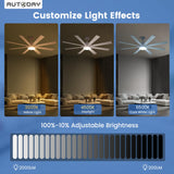 Autoday Large Ceiling Fans with Lights and Remote - 62 Inch White Ceiling Fan with Light, Quiet DC Motor, 3 CCT, Modern Dimmable Lighting & Ceiling Fans for Living Room Patio,Indoor/Outdoor Autoday