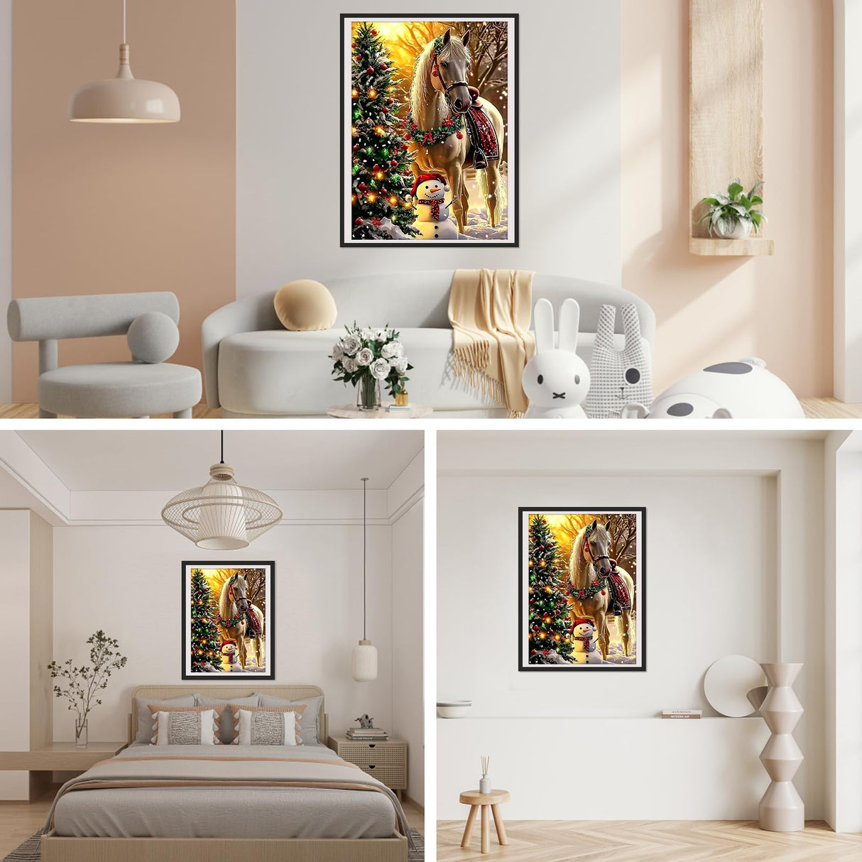 SENQAO Horse Diamond Art Kits for Adults,Christmas 5D Diamond Painting Kits for Beginners,Round Full Drill Gem Art for Adults,DIY Diamond Dots Paintings Picture Arts Craft for Home Decor 12x16inch SENQAO