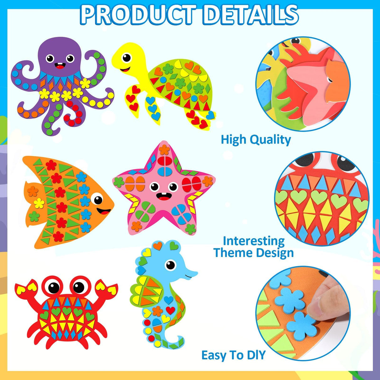 Lonfliness Ocean Animal 3D Foam Sticker Kit No Mess Felt Sticker Art Crafts for Kids DIY Underwater Sticker Craft for Boy Girl 3+ Birthday Gift Preschool Home Learning Educational Game Activity Lonfliness