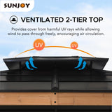 Sunjoy Hardtop Gazebo 11’ x 13’ Outdoor Cedar Framed Wood Gazebo with Black Double Steel Hardtop Roof Permanent Canopy for Garden, Backyard Shade… Sunjoy