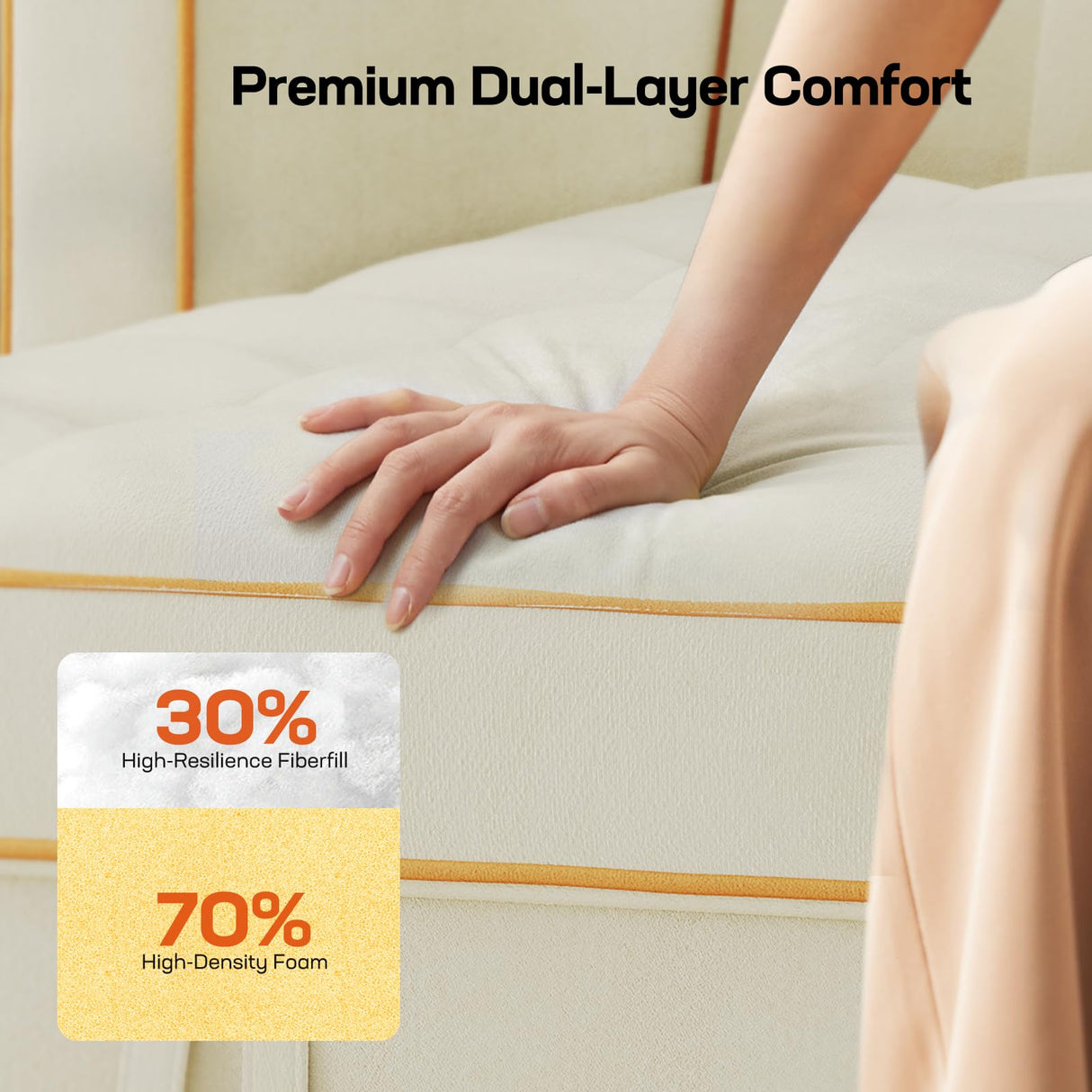 Amada 3 in 1 Convertible Sleeper Sofa Bed,Futon Couches for Living Room with with USB Ports & Side Pockets | Adjustable Backrest| Velvet Fabric | Pull Out Couch | Loveseat | Sectional Sofa Bed,White AMADA HOMEFURNISHING