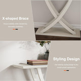 ChooChoo Console Table, Farmhouse Entryway Table for Hallway, 39 inch Wood Sofa Foyer Table with Storage for Entrance, Living Room, White ChooChoo