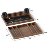 AFOOYO 2 Tier Wood Watch Band Organizer - Charger Stand Compatible with All Apple Watch Series and Stackable Bands Display Watches Storage Case Tray(Walnut) AFOOYO