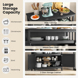 LOKO Buffet Cabinet with Storage, Freestanding Kitchen Cabinet with Adjustable Shelf, Storage Sideboard Console Table, 45 x 20 x 36 inches (Black) LOKO