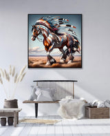 CHWGLFGG 5D Diamond Art Kits for Adults Beginners,DIY Full Round Drill Diamond Painting Kits Horse,Paint by Diamonds Dot Gem Art Crystal Prairie Easy,Home Wall Decor 13.7X 13.7Inch CHWGLFGG