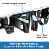 Mop and Broom Holder Wall Mount Metal Heavy Duty Utility Hooks Broom Organizer Garage Storage Systems Tool Racks for Home Laundry Garden Kitchen Organization (Black, 1 Pack 4R5H) Piyl