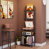 Homsorout Record Player Stand with Vinyl Storage - 5-Tier Turntable Table with Adjustable Feet, Metal & Wood Cabinet - Console Organizer Display Shelf for Living Room, Apartment Homsorout