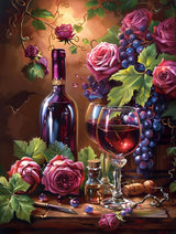 5D Romantic Wine Flowers Diamond Art 12x16 Inch Full Drill Diamond Painting Kits for Adults & Beginners - DIY Art Crafts for Relaxation and Home Wall Decor 1 2 WoodArtSupply