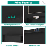 Naomi Home Zola Multi Storage Wall Media Center for up to 70 inch TVs, Entertainment Center with Storage, Floating TV Stand with 2 Sliding Doors and 2 Floating Wall Shelves, UV Painting Finish Black Naomi Home