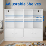 Cozy Castle White Wood Bookcase,12 Cube Storage Organizer Bookshelf with 4 Doors,3 Tier Storage Cabinet with Adjustable Shelves for Bedroom, Living Room, Office Cozy Castle