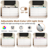 ZORPLIX White Dresser for Bedroom, 8 Drawer Dresser with Glass Top and LED Light, Modern Chest of Drawers, Jewelry Dressers Display, Dressers Organizer for Bedroom, Closet, Living Room ZORPLIX