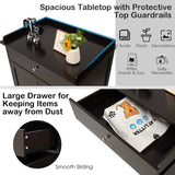 PETSITE Cat Litter Box Enclosure, Large Cat Washroom End Table with Drawer & 2 Doors, Wooden Cat House Storage Cabinet, Hidden Litter Box Furniture, Brown PETSITE