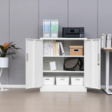 Wanfu Metal Storage Cabinet with Locking Doors and Adjustable Shelves, 36.2" H Steel Storage Cabinet for Garage, Home, Office, Utility Room-White Wanfu