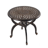 WILOUNGE Cast Aluminum Outdoor Side Table,Small Patio Table,Outdoor Coffee Tables for Patio,Garden,Balcony, for All Weather (Copper, Round) WILOUNGE
